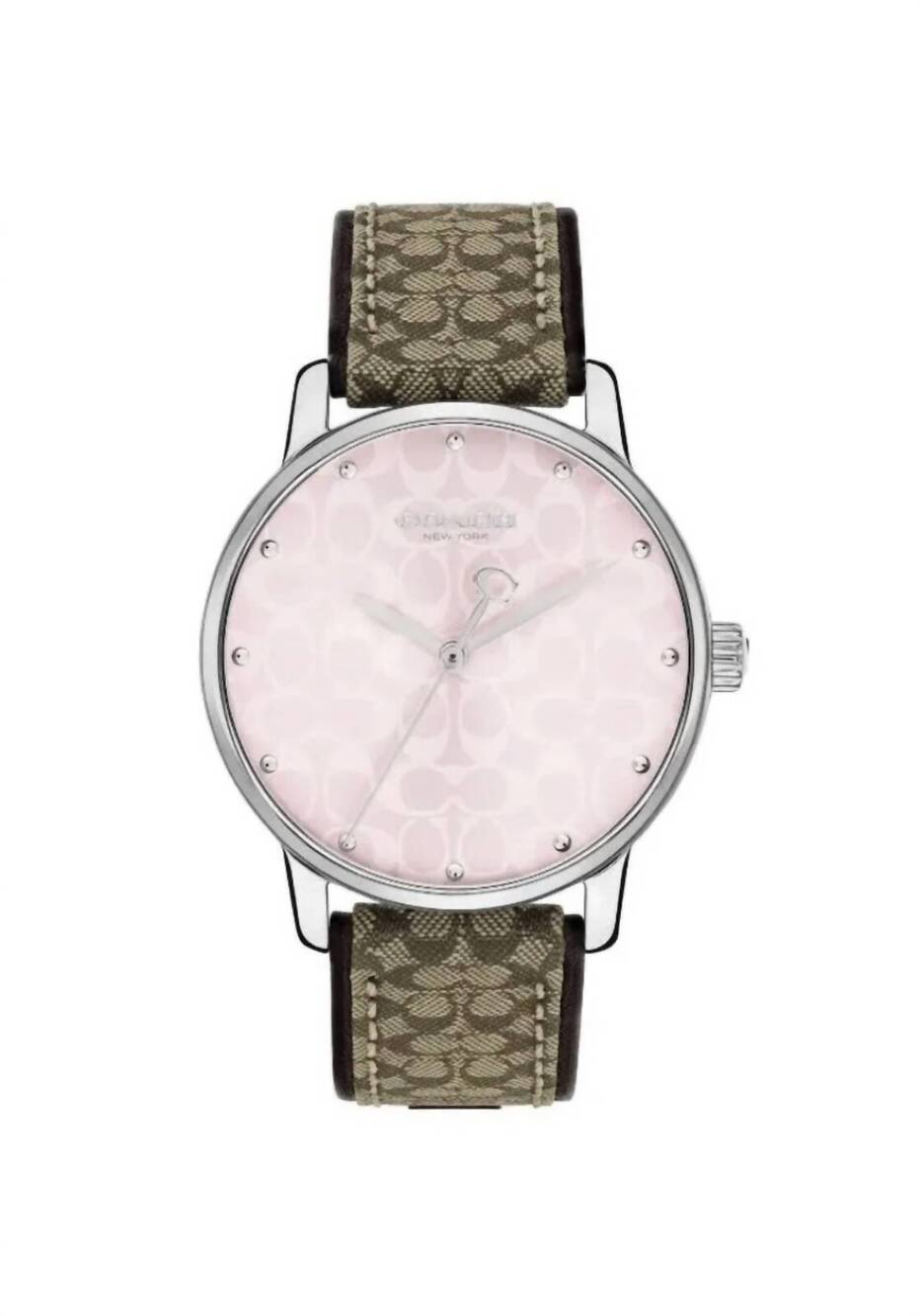 NEW COACH women's patterned dial logo strap watch in pink / brown